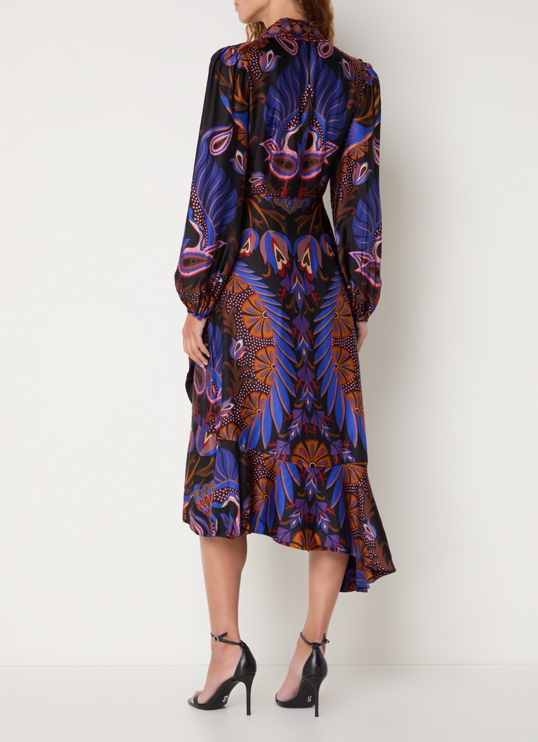 Farm Rio Heart midi wikkeljurk met print - achterkant kobaltblauw