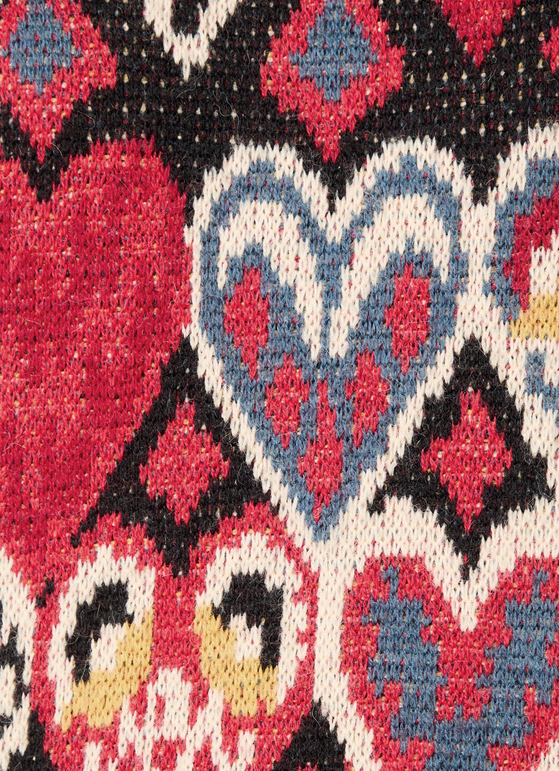 Farm Rio Hearts Ikat grofgebreide trui in wolblend met ingbereid patroon - detail 4 rood