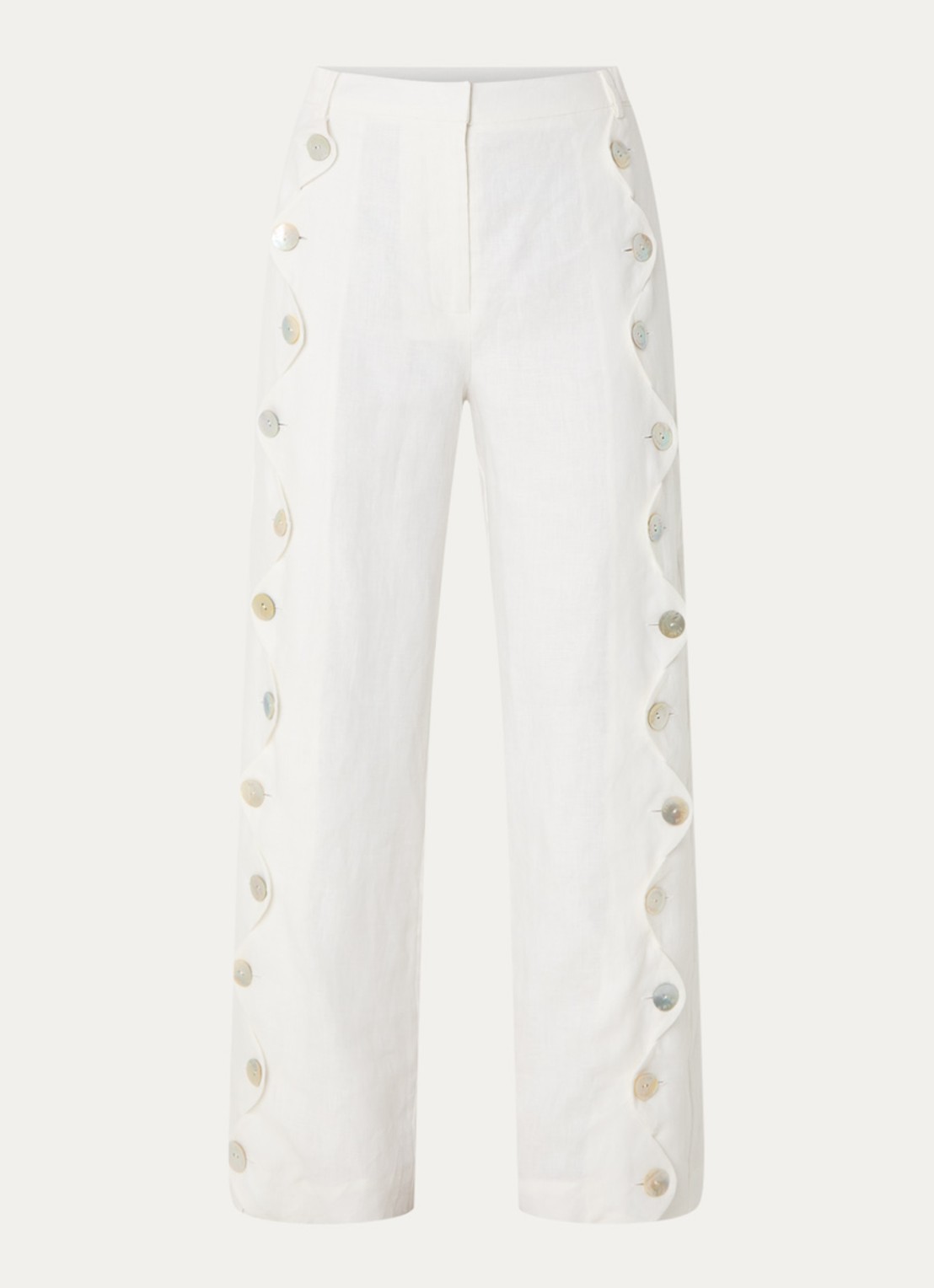 Farm Rio High waist loose fit broek van linnen - voorkant 3 gebroken wit