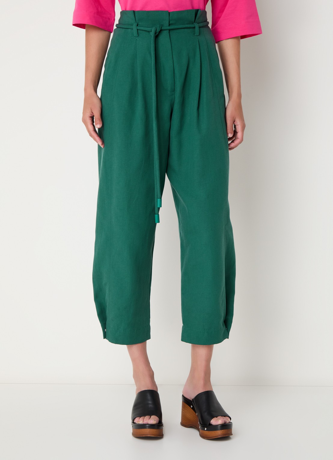 Farm Rio High waist loose fit cropped pantalon  - detail groen