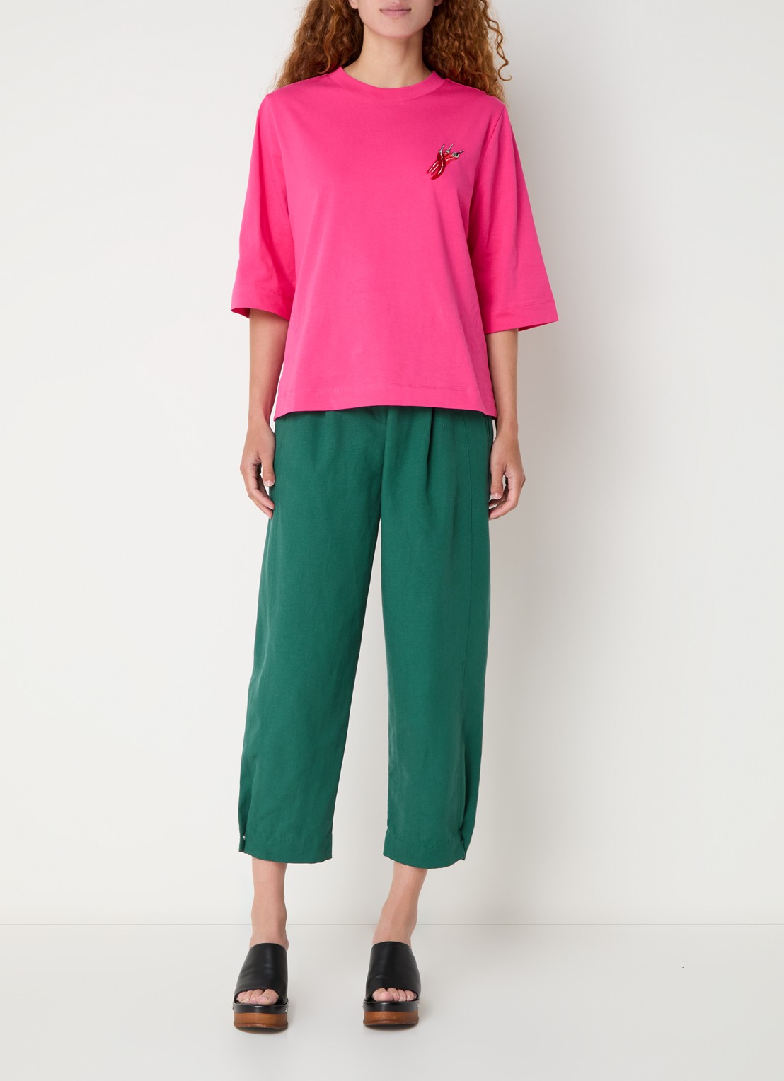 Farm Rio High waist loose fit cropped pantalon  - voorkant 3 groen
