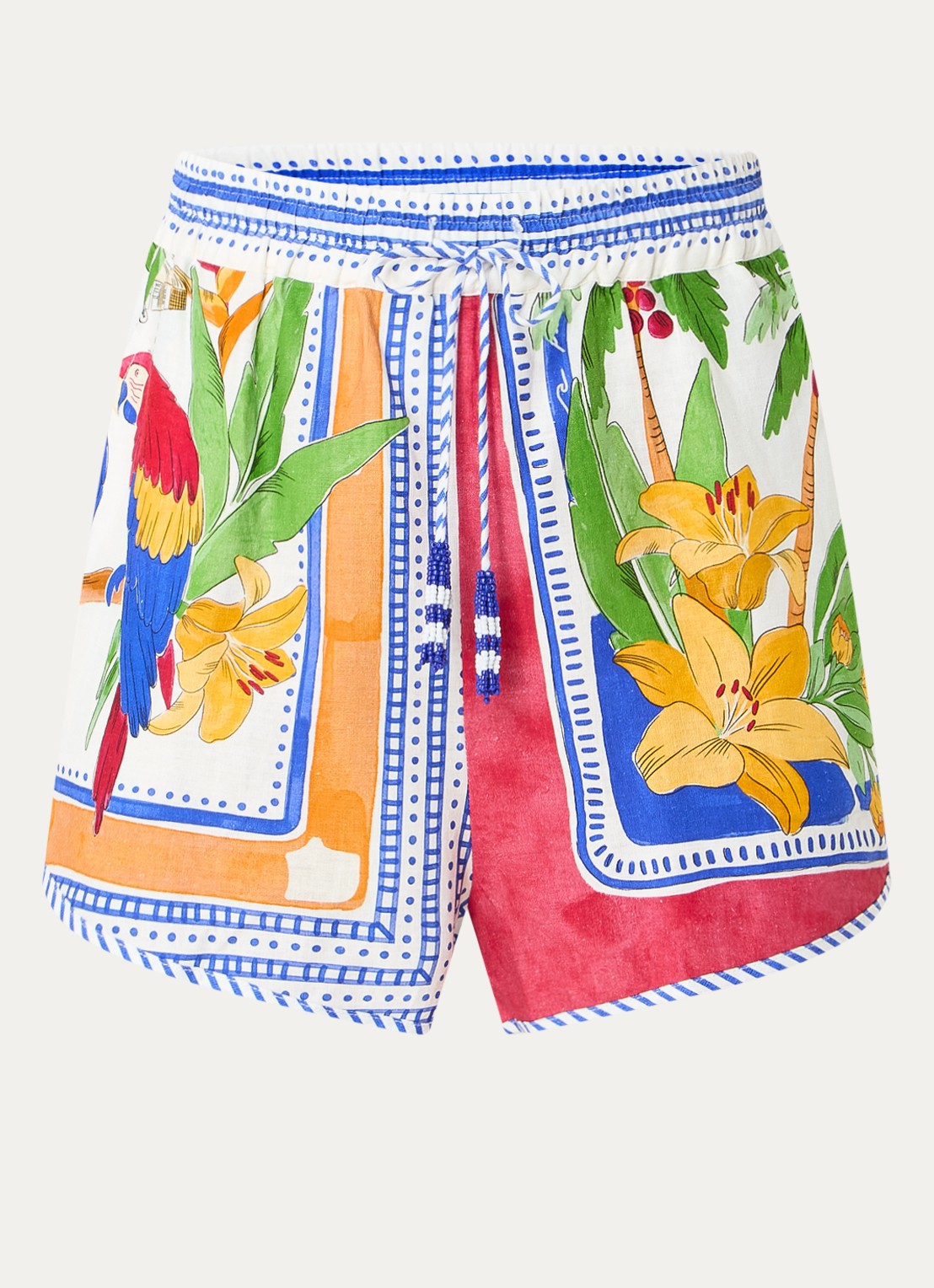 Farm Rio High waist loose fit korte broek in linnenblend - voorkant 3 blauw