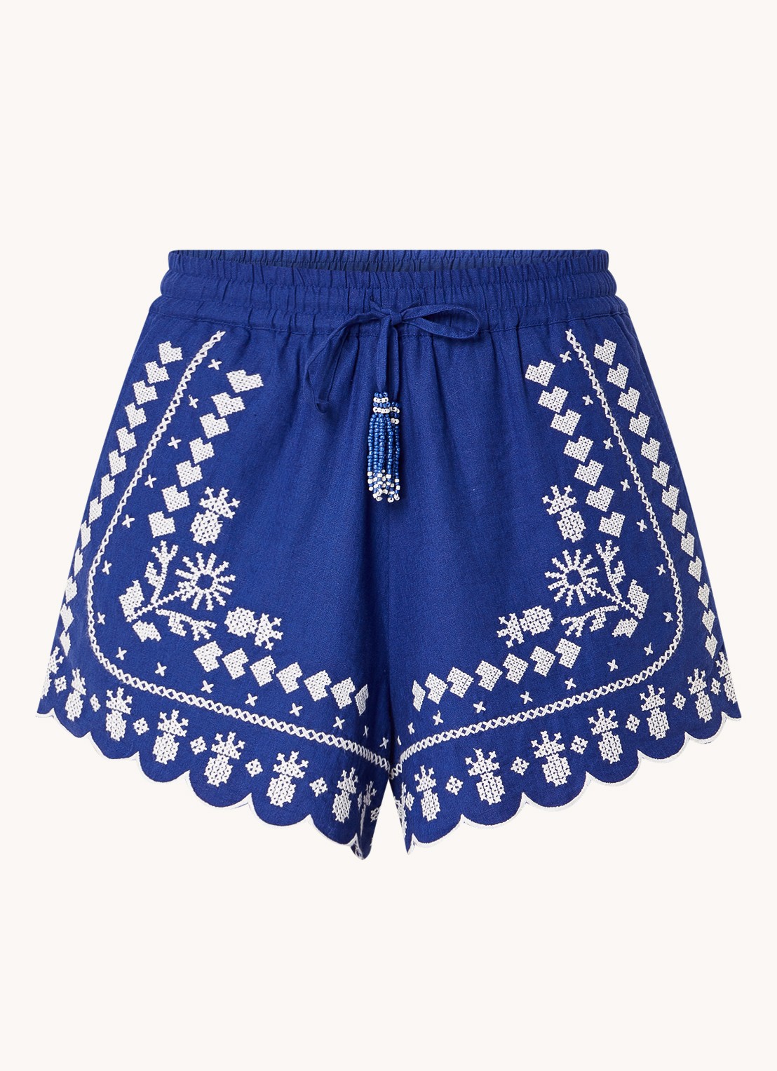 Farm Rio High waist straight fit korte broek met borduring - voorkant 4 royalblauw