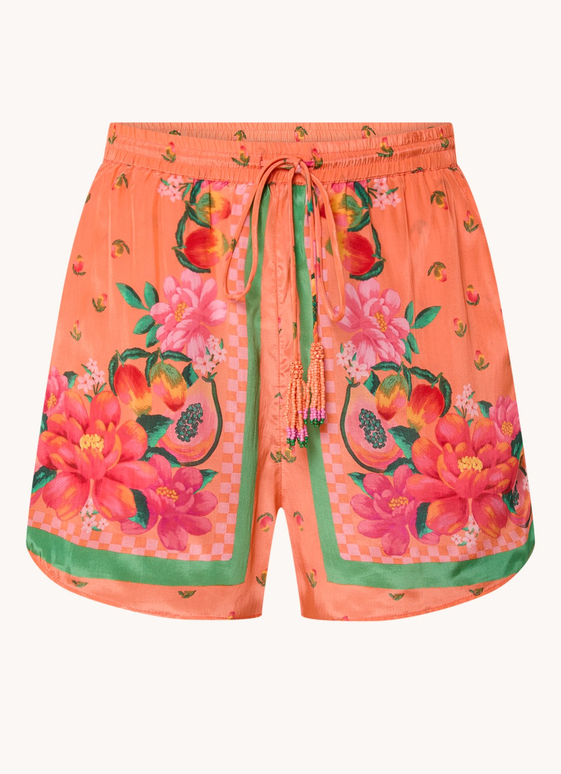 Farm Rio High waist straight fit korte broek met print - voorkant orange