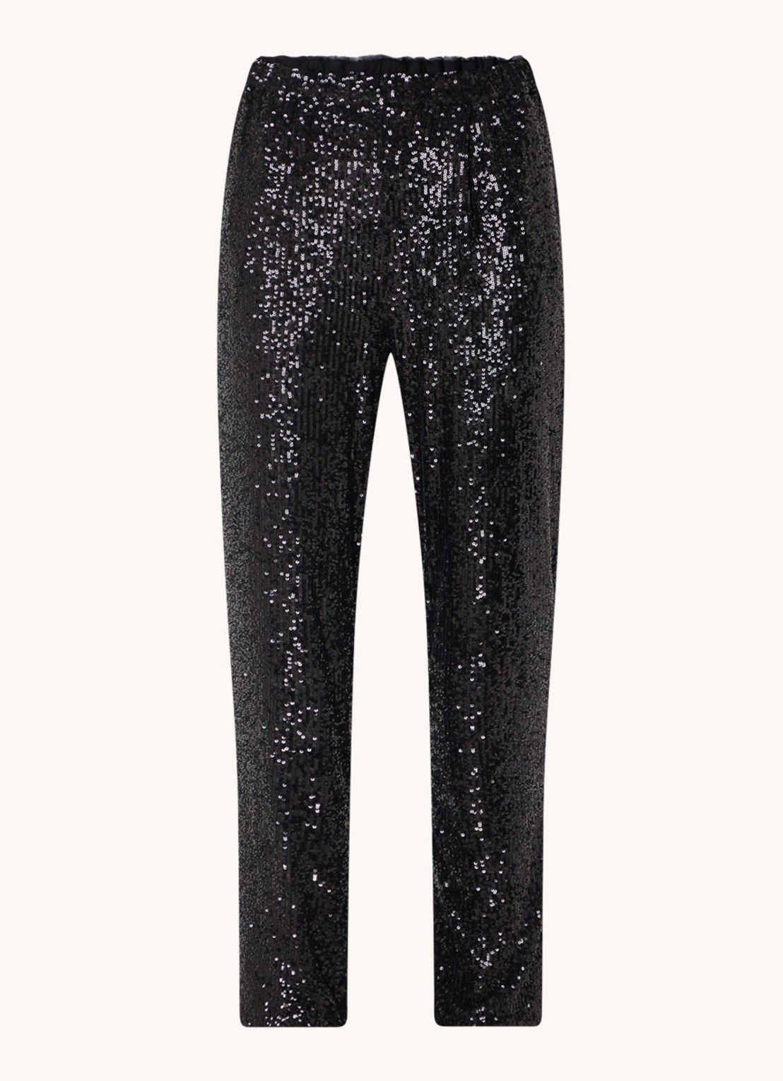 Farm Rio High waist straight fit pantalon met pailletten en steekzakken - voorkant 2 zwart