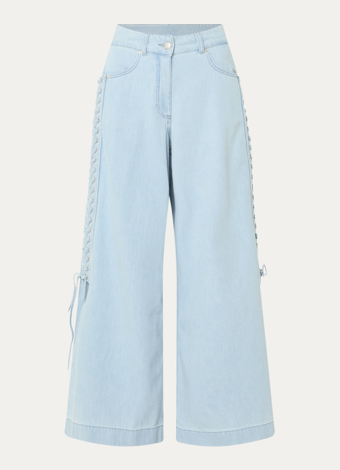 Farm Rio High waist wide fit jeans met lichte wassing - voorkant indigo