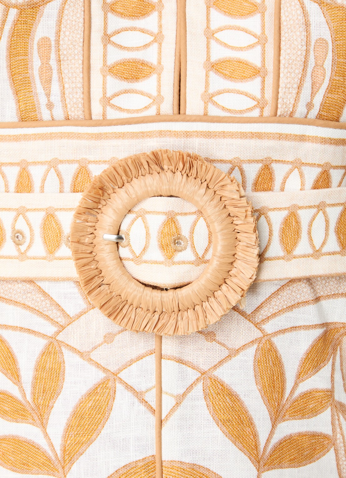 Farm Rio Lace Nature mini tuniekjurk van linnen met ceintuur en print - detail 4 beige