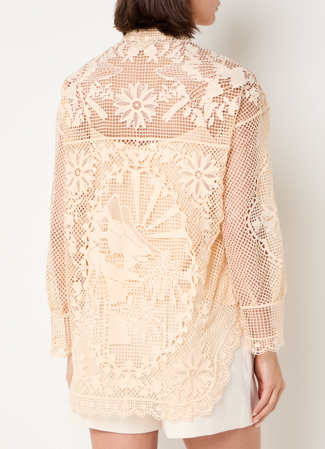 Farm Rio Landscape Guipure blouse met opengewerkt dessin - achterkant creme