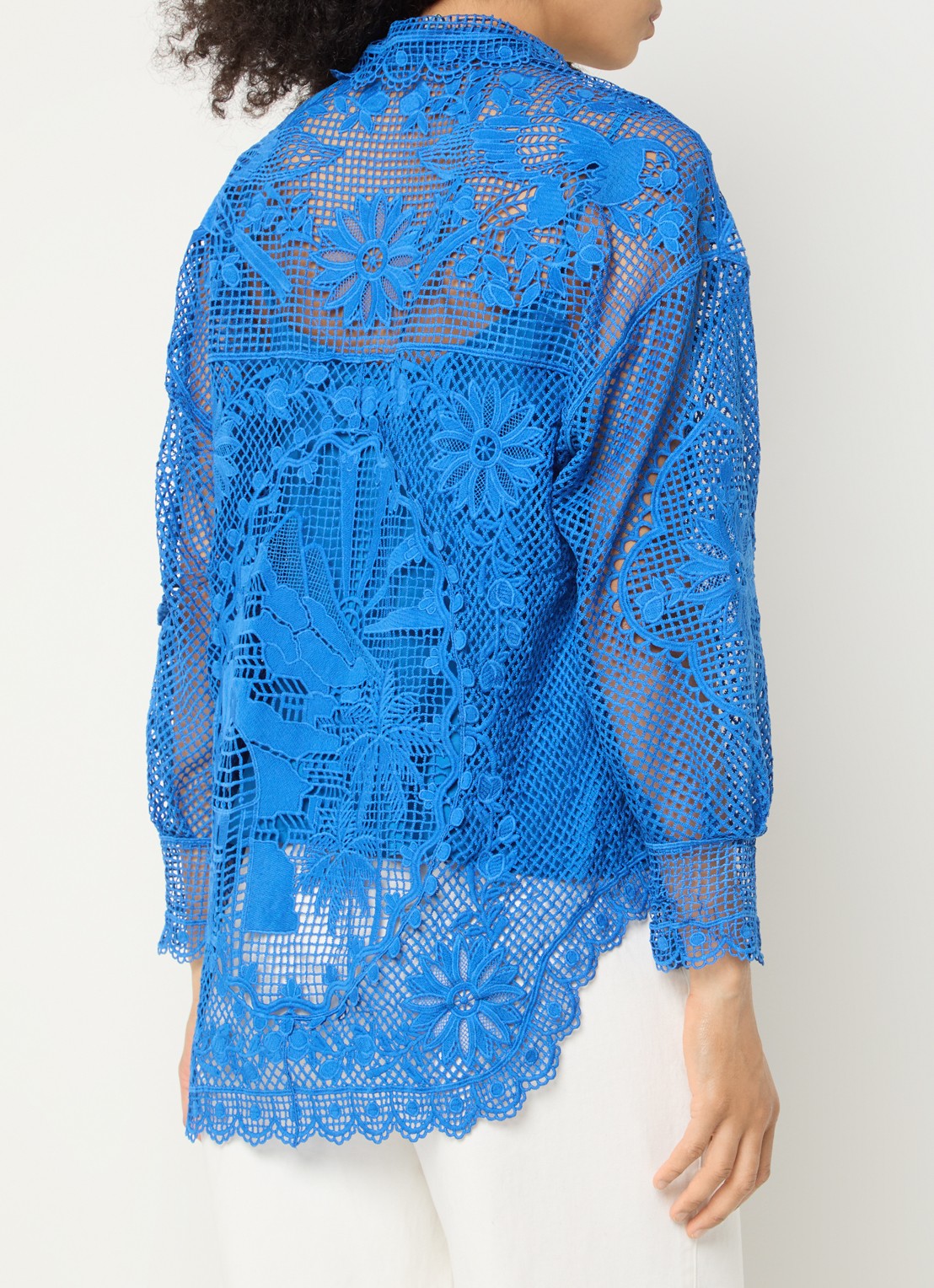 Farm Rio Landscape Guipure blouse van kant  - achterkant 4 donkerblauw