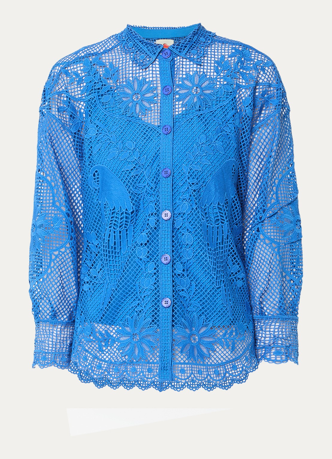 Farm Rio Landscape Guipure blouse van kant  - voorkant donkerblauw