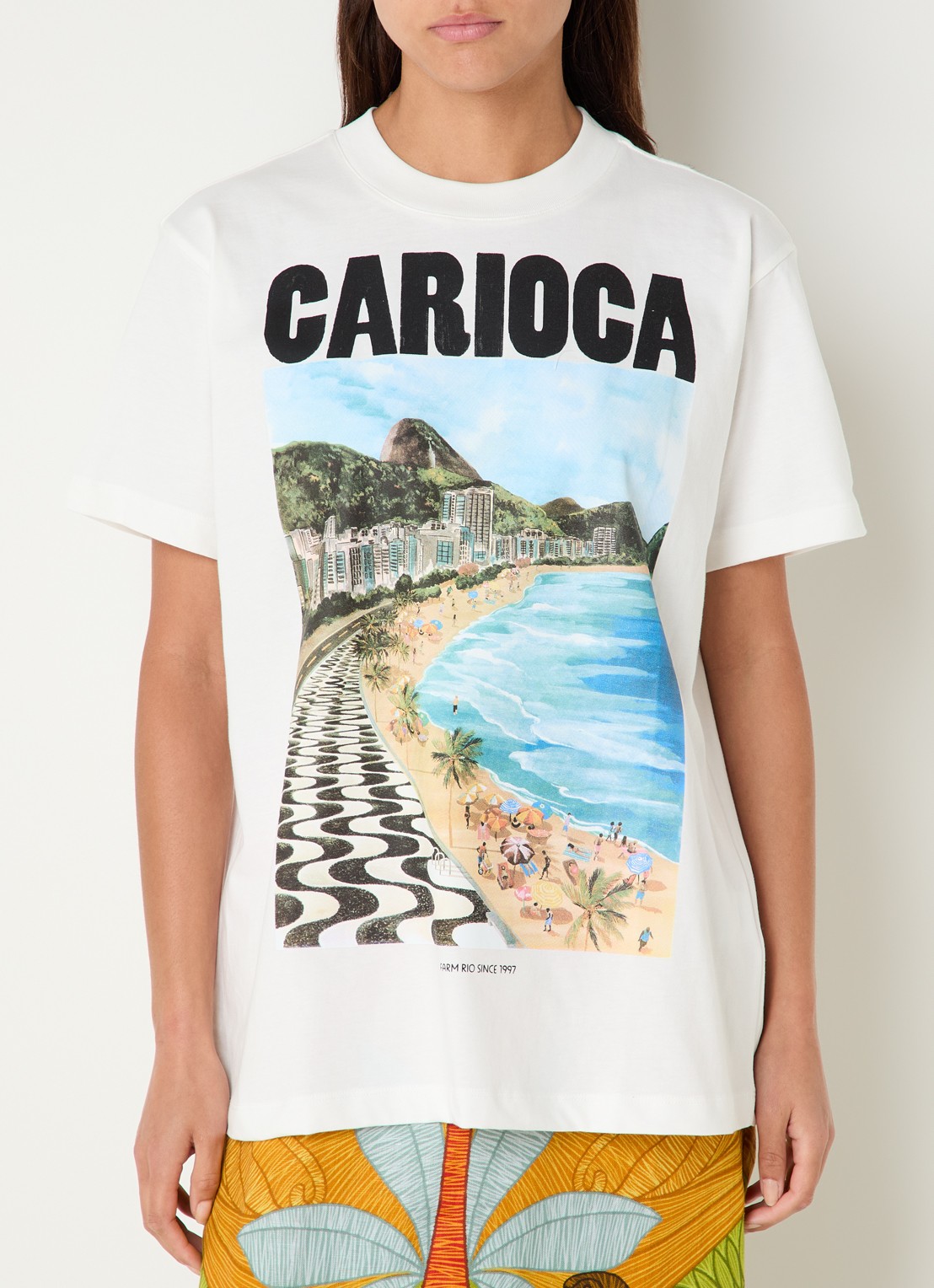 Farm Rio Landscape T-shirt met print - detail wit