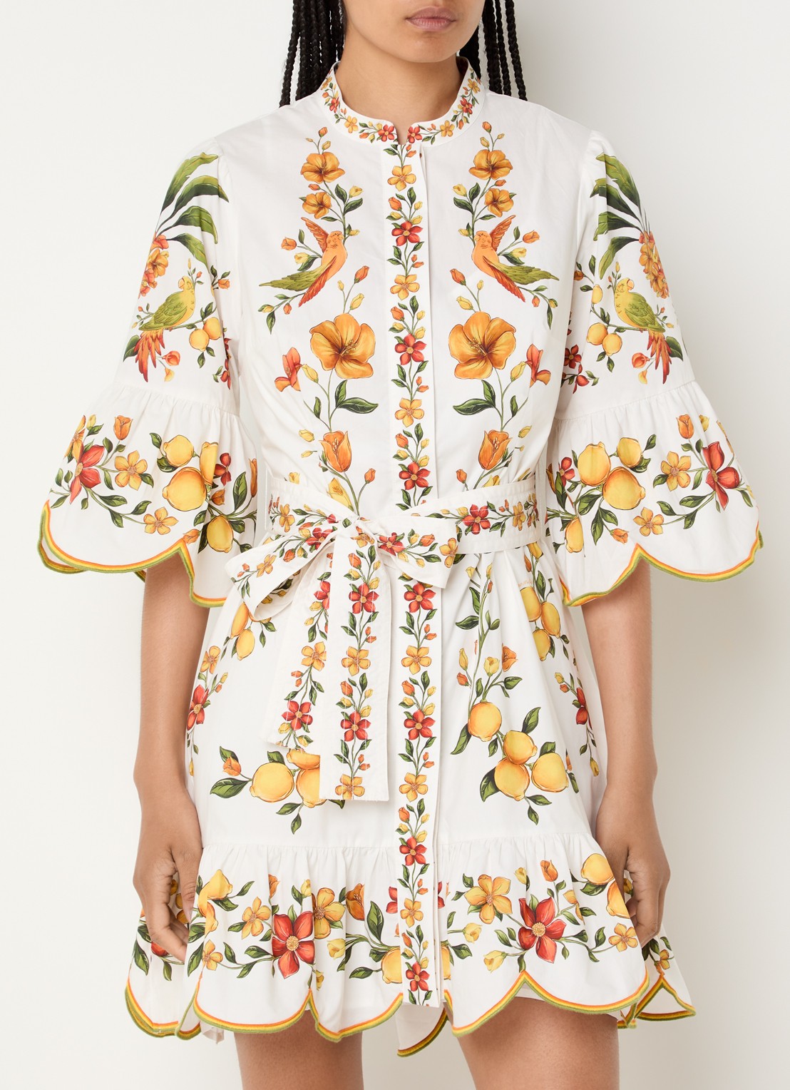 Farm Rio Lemon mini jurk met print - detail 4 wit