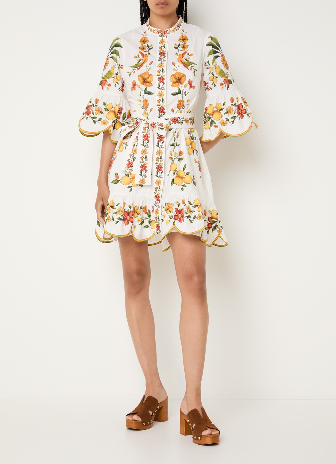 Farm Rio Lemon mini jurk met print - voorkant 2 wit