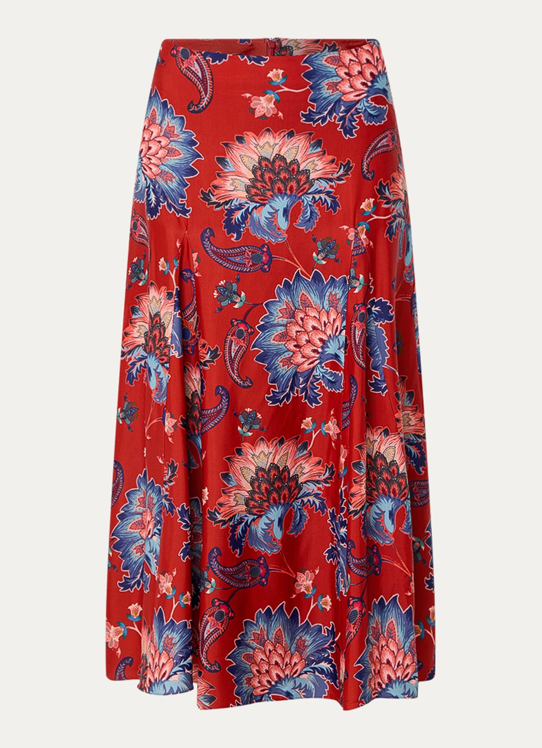 Farm Rio Luang midi rok met bloemenprint - voorkant 2 donkerrood