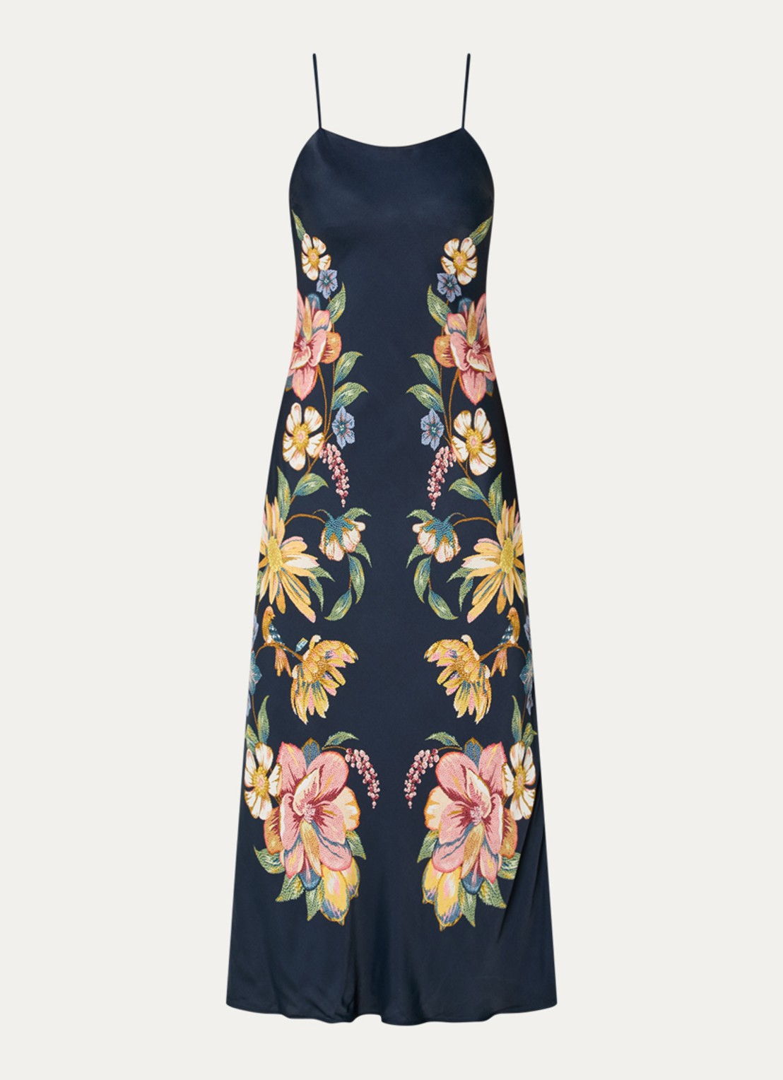 Farm Rio Maira maxi jurk met bloemenprint - voorkant 2 donkerblauw