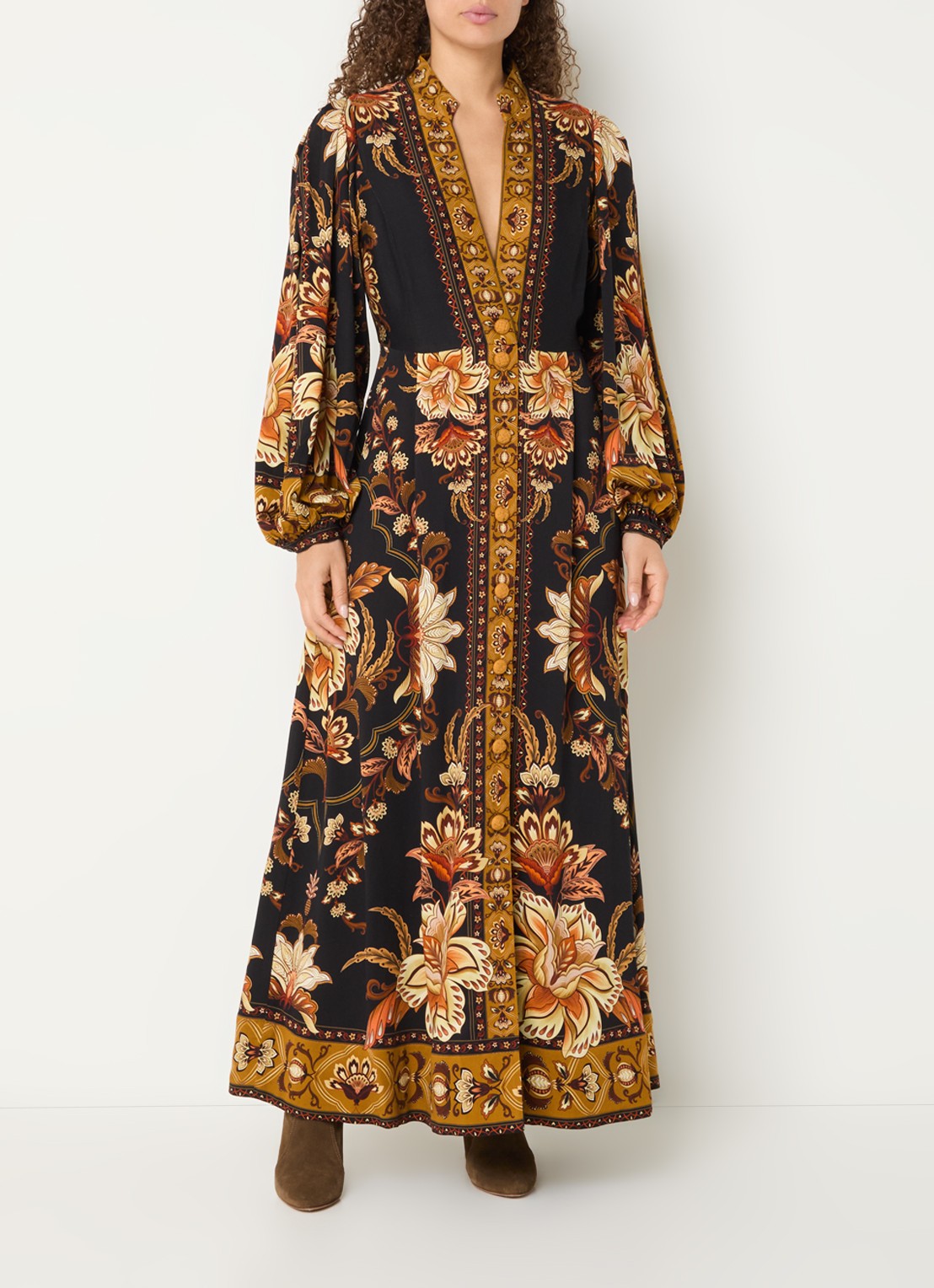 Farm Rio Majestic maxi jurk met print - detail 4 camel