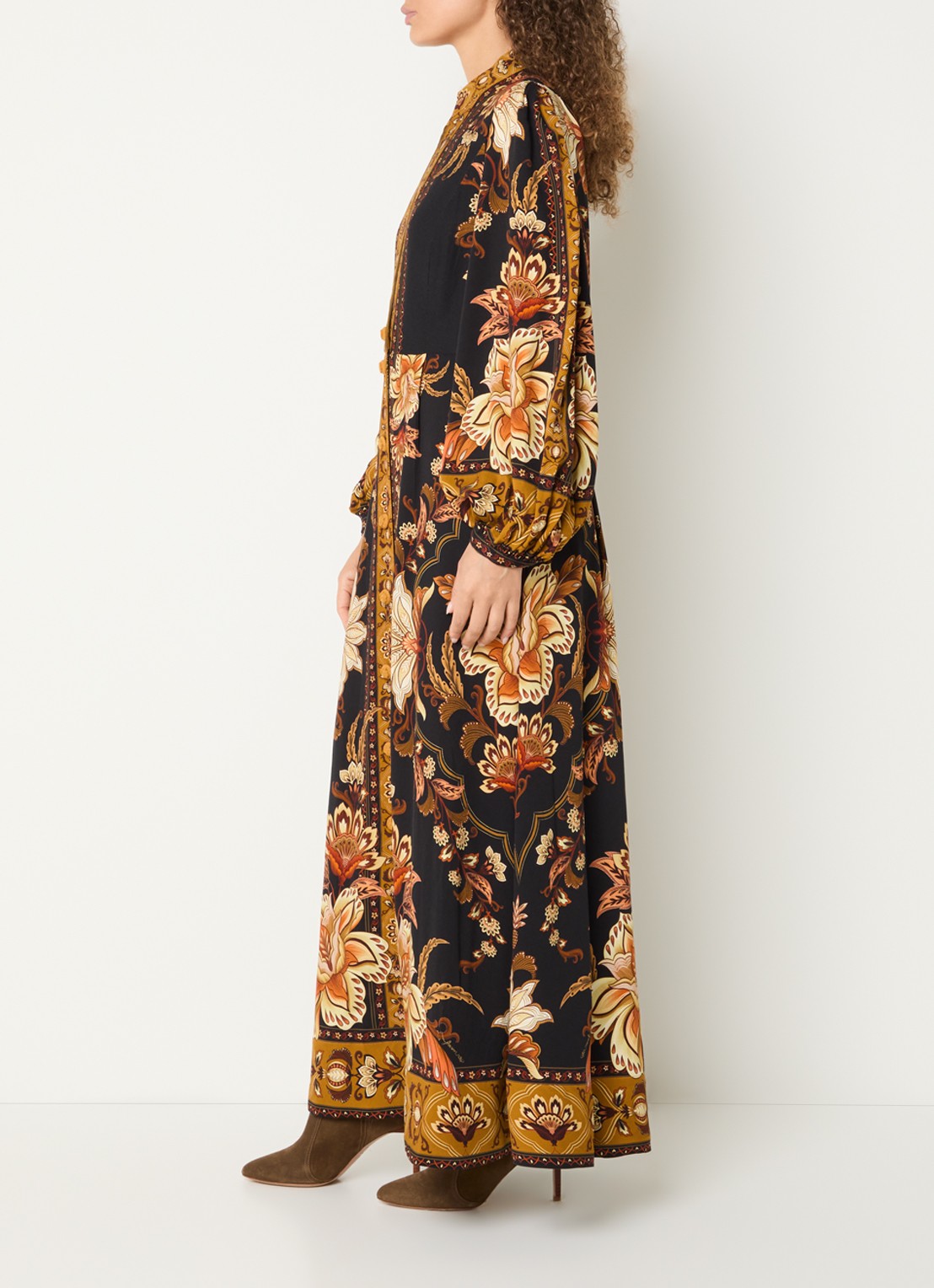 Farm Rio Majestic maxi jurk met print - voorkant 2 camel