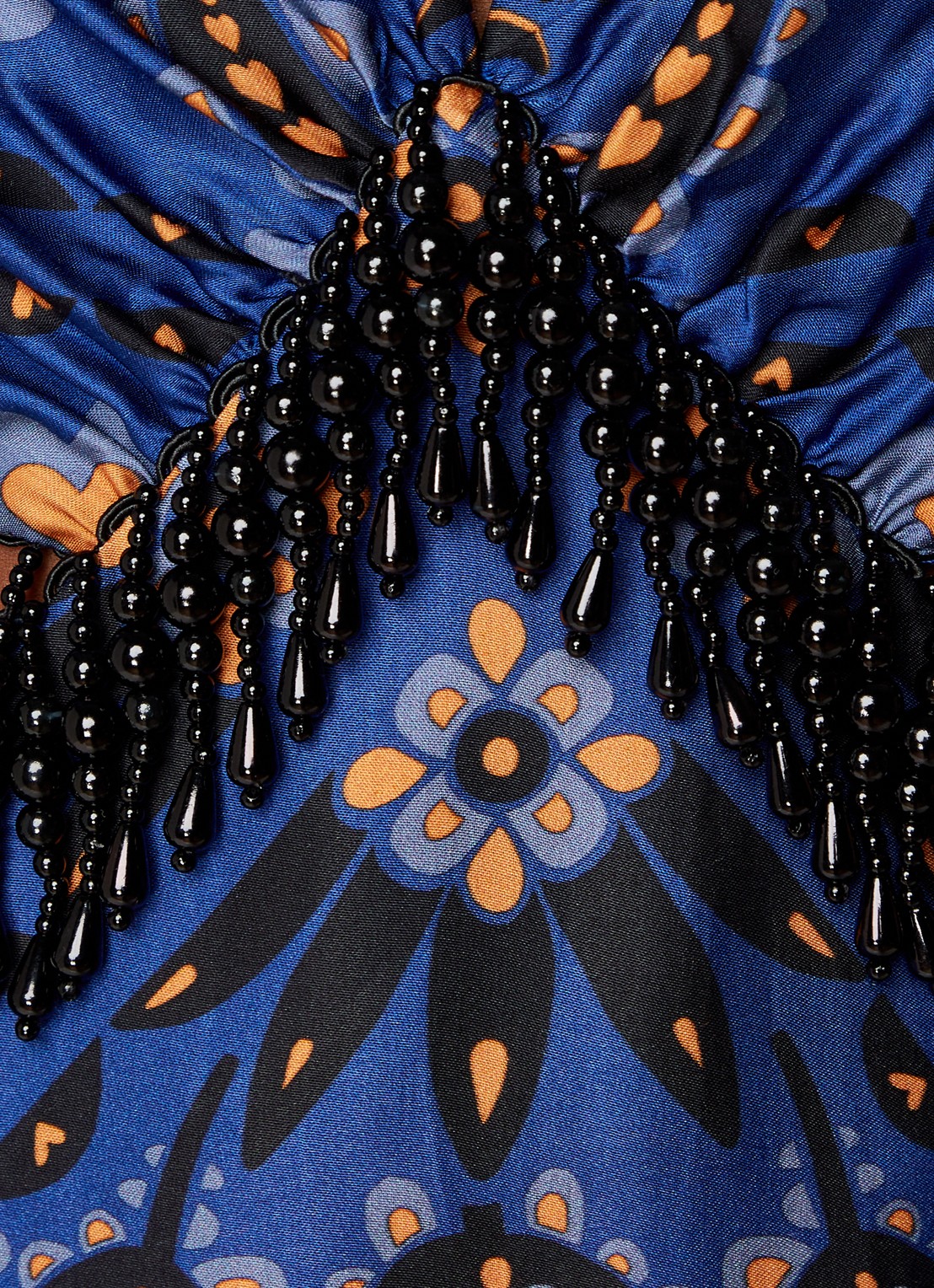 Farm Rio Martina maxi jurk van satijn met kralendecoratie - detail 3 donkerblauw