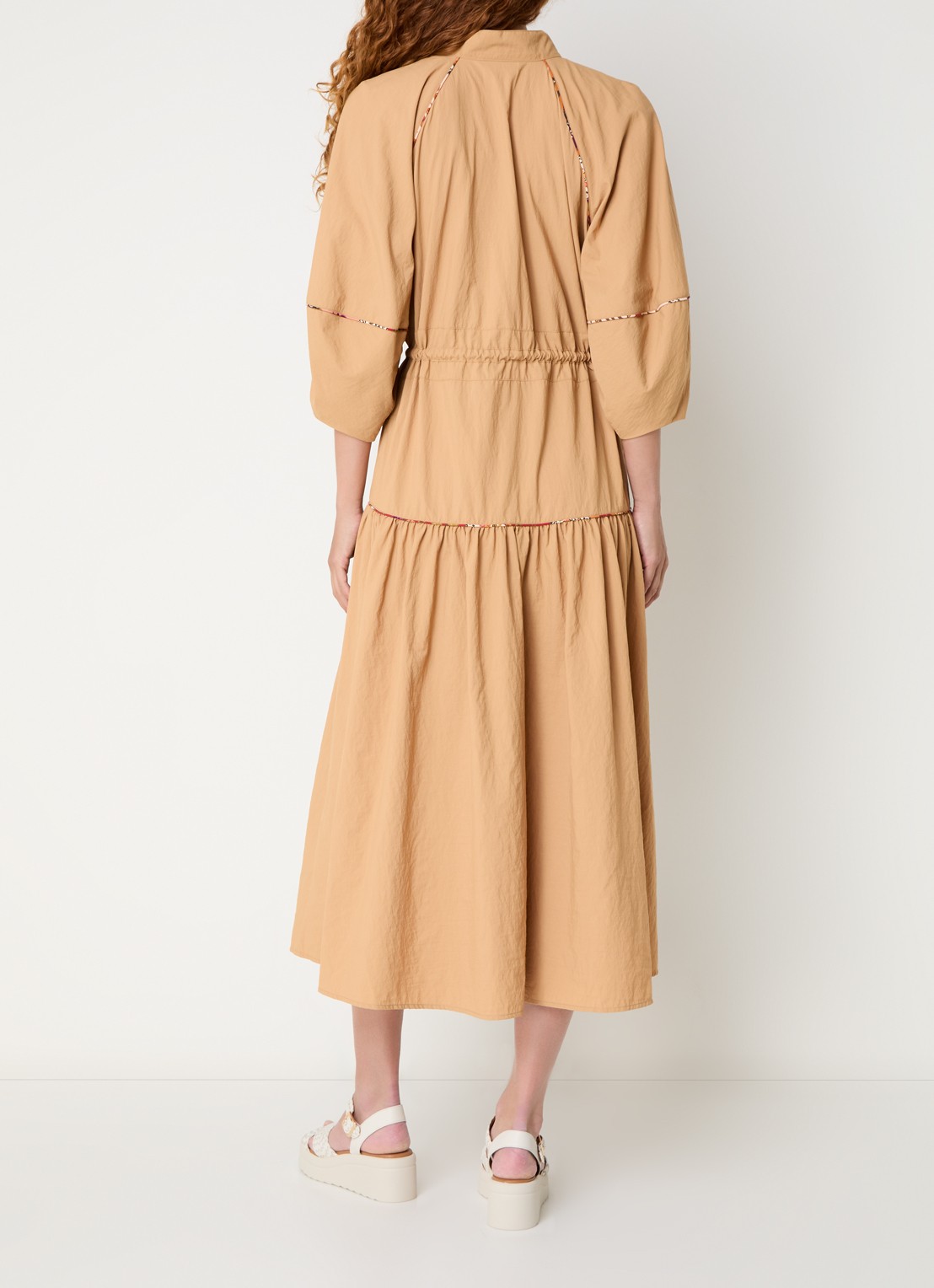 Farm Rio Maxi blousejurk met strikceintuur - achterkant camel