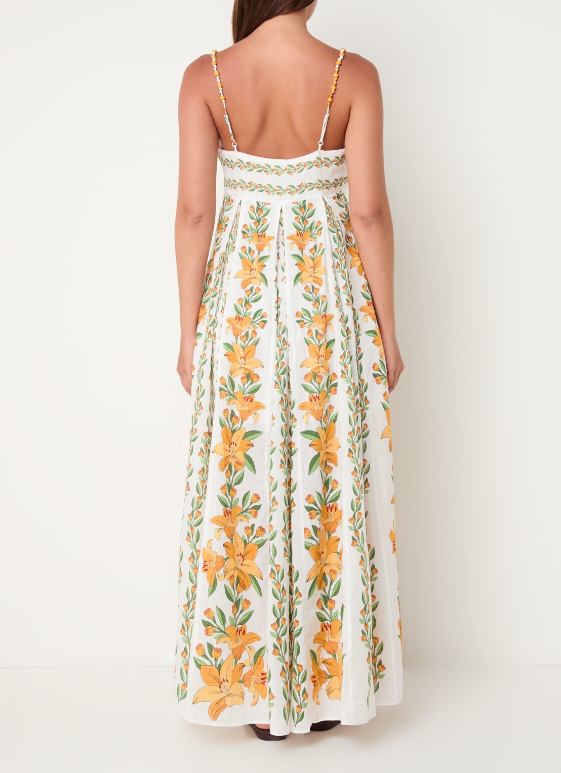 Farm Rio Maxi jurk met bloemenprint en spaghettibandjes - achterkant 3 wit