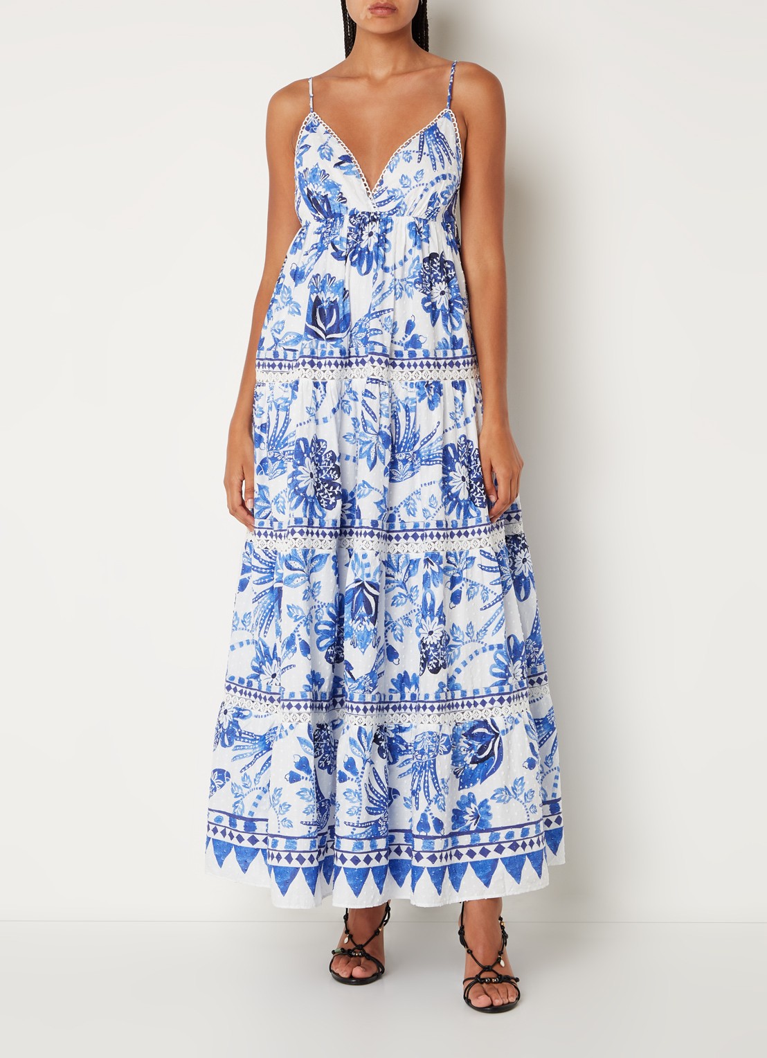 Farm Rio Maxi jurk met bloemenprint - detail 4 royalblauw