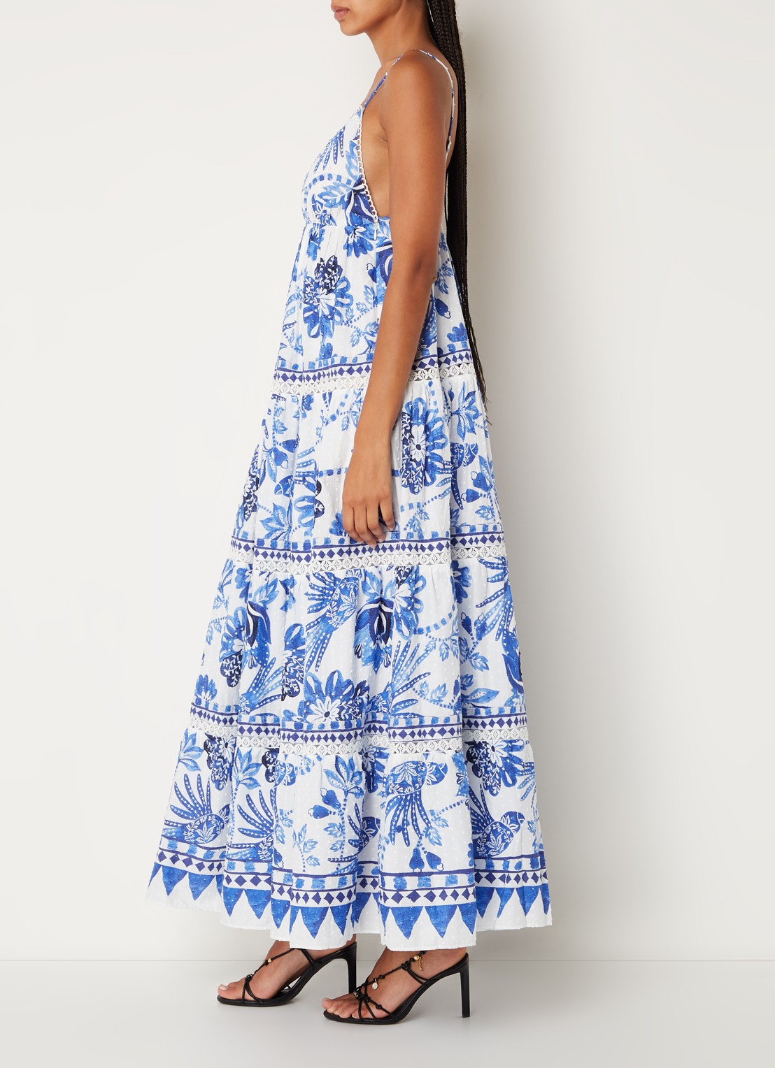 Farm Rio Maxi jurk met bloemenprint - voorkant 2 royalblauw