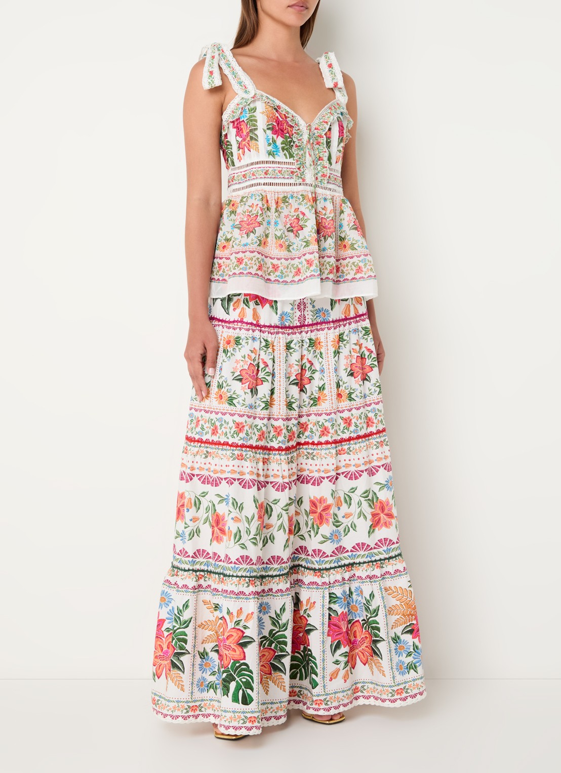 Farm Rio Maxi rok met bloemenprint - voorkant 2 roze