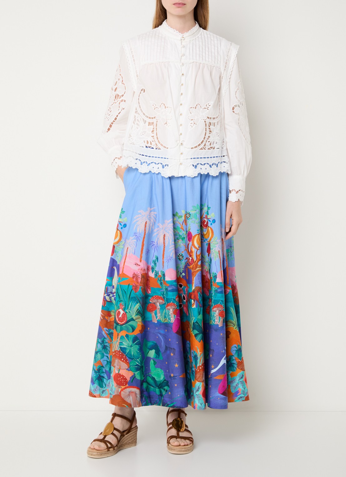 Farm Rio Maxi rok met print - voorkant 4 blauw