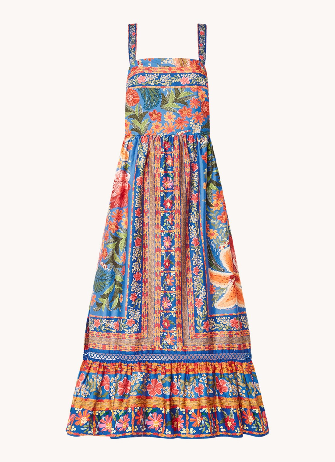 Farm Rio Midi jurk met print en strikdetail  - voorkant 2 blauw
