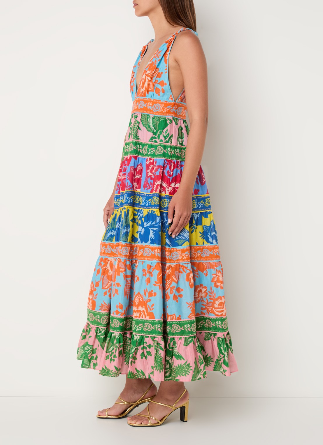Farm Rio Midi jurk met print - voorkant 2 blauw