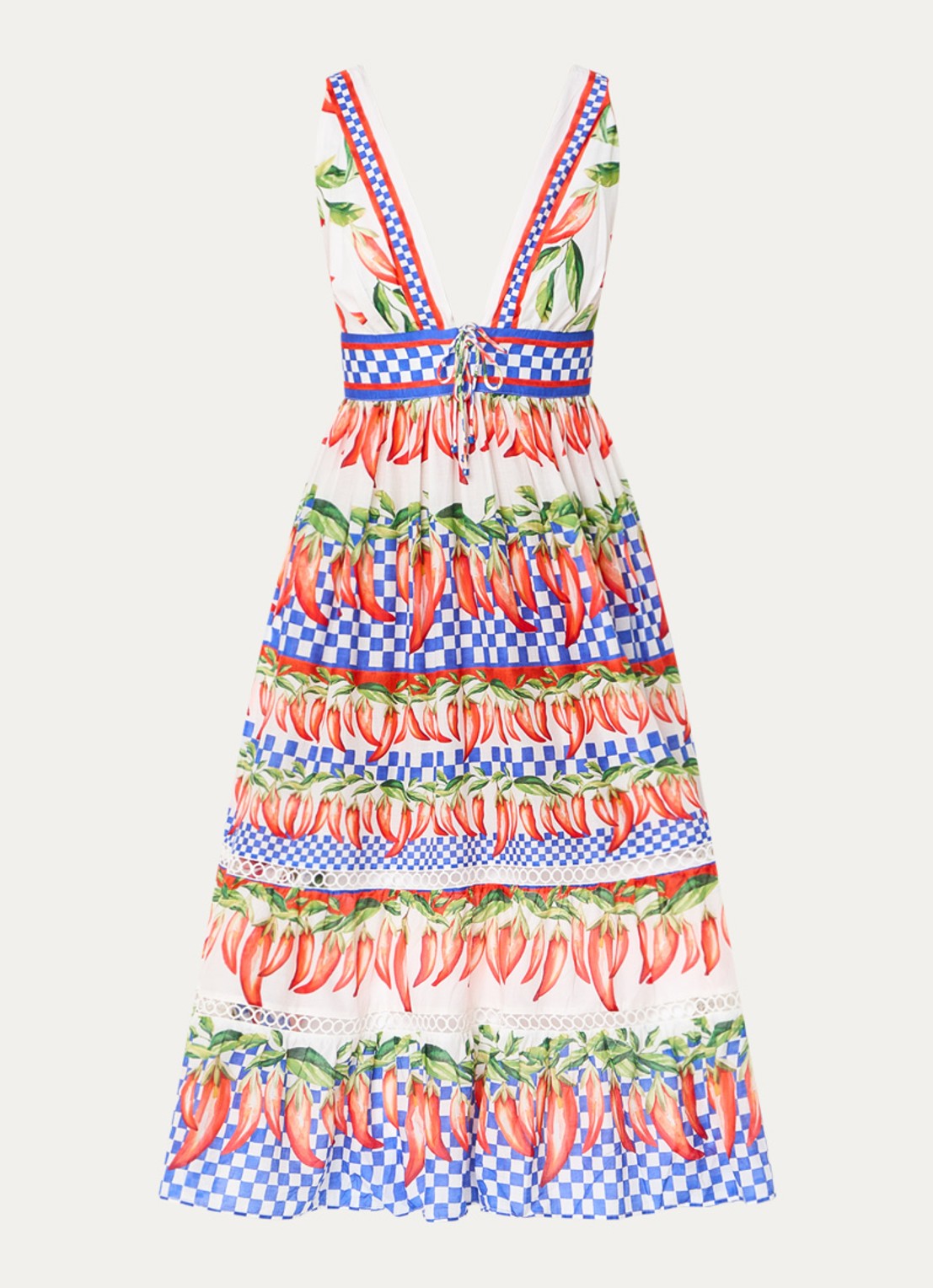 Farm Rio Midi jurk met print - voorkant rood