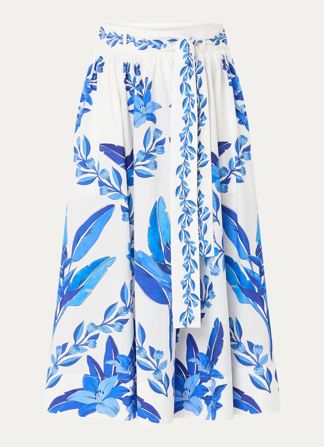 Farm Rio Midi rok met bloemenprint en steekzakken - voorkant 4 blauw