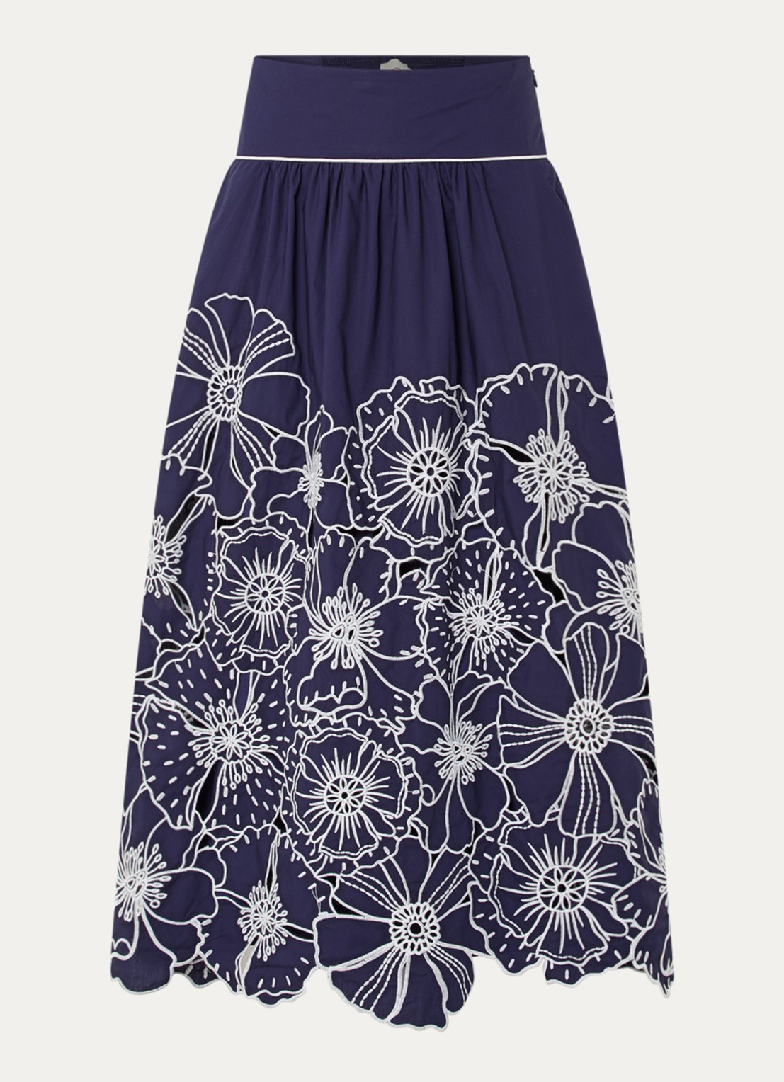 Farm Rio Midi rok met opengewerkt dessin - voorkant 2 donkerblauw