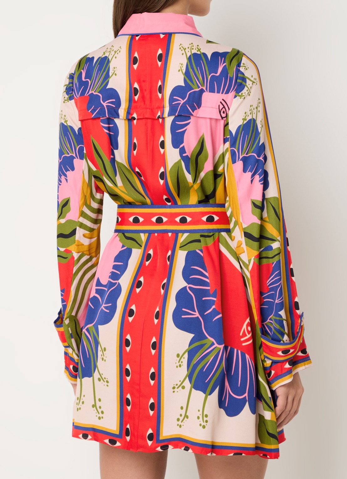 Farm Rio Mini blousejurk met print en borstzakken - achterkant rood