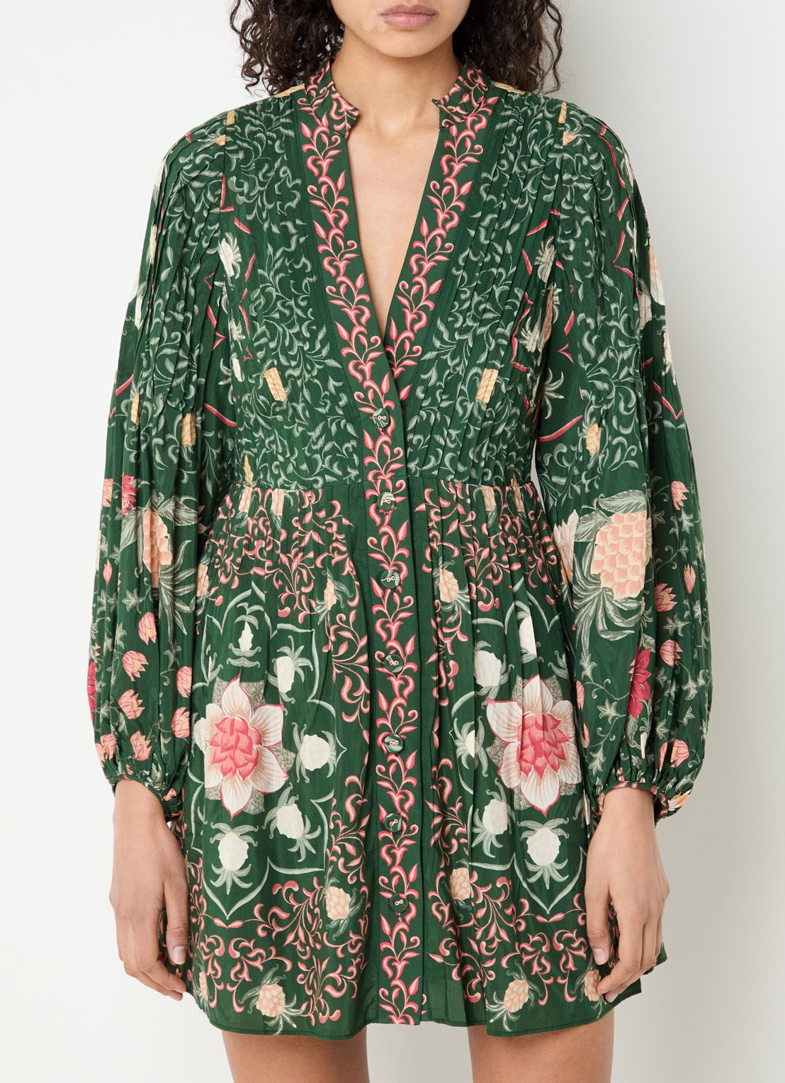 Farm Rio Mini blousejurk met print - detail groen
