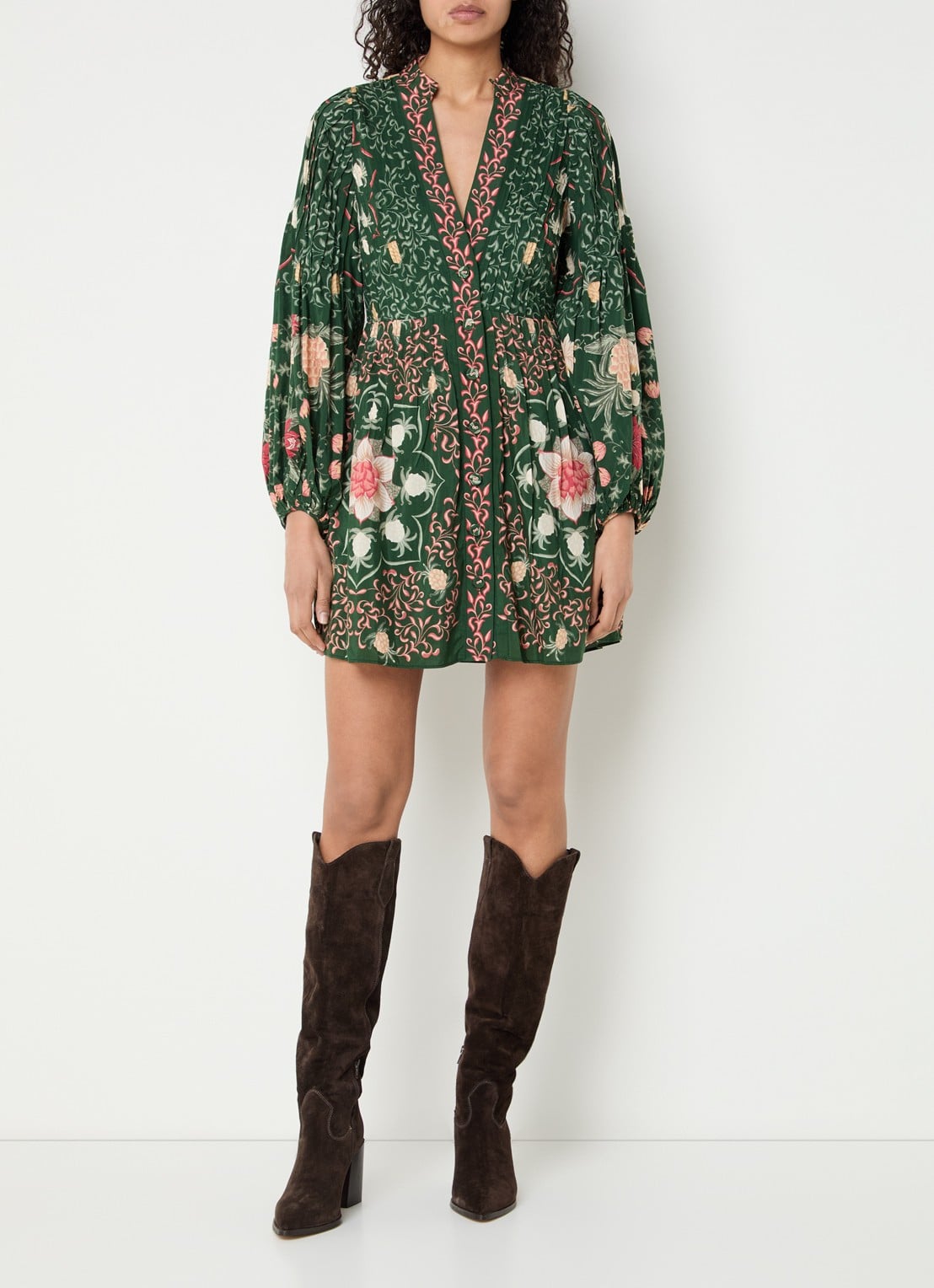 Farm Rio Mini blousejurk met print - voorkant 4 groen