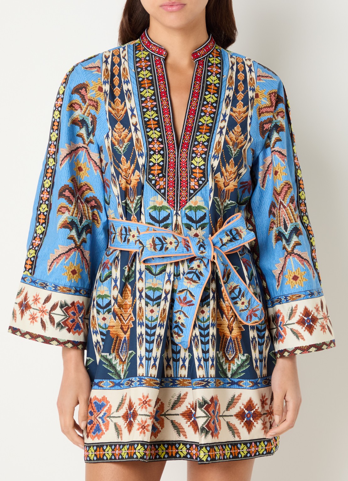 Farm Rio Mini jurk met bloemenprint - detail blauw