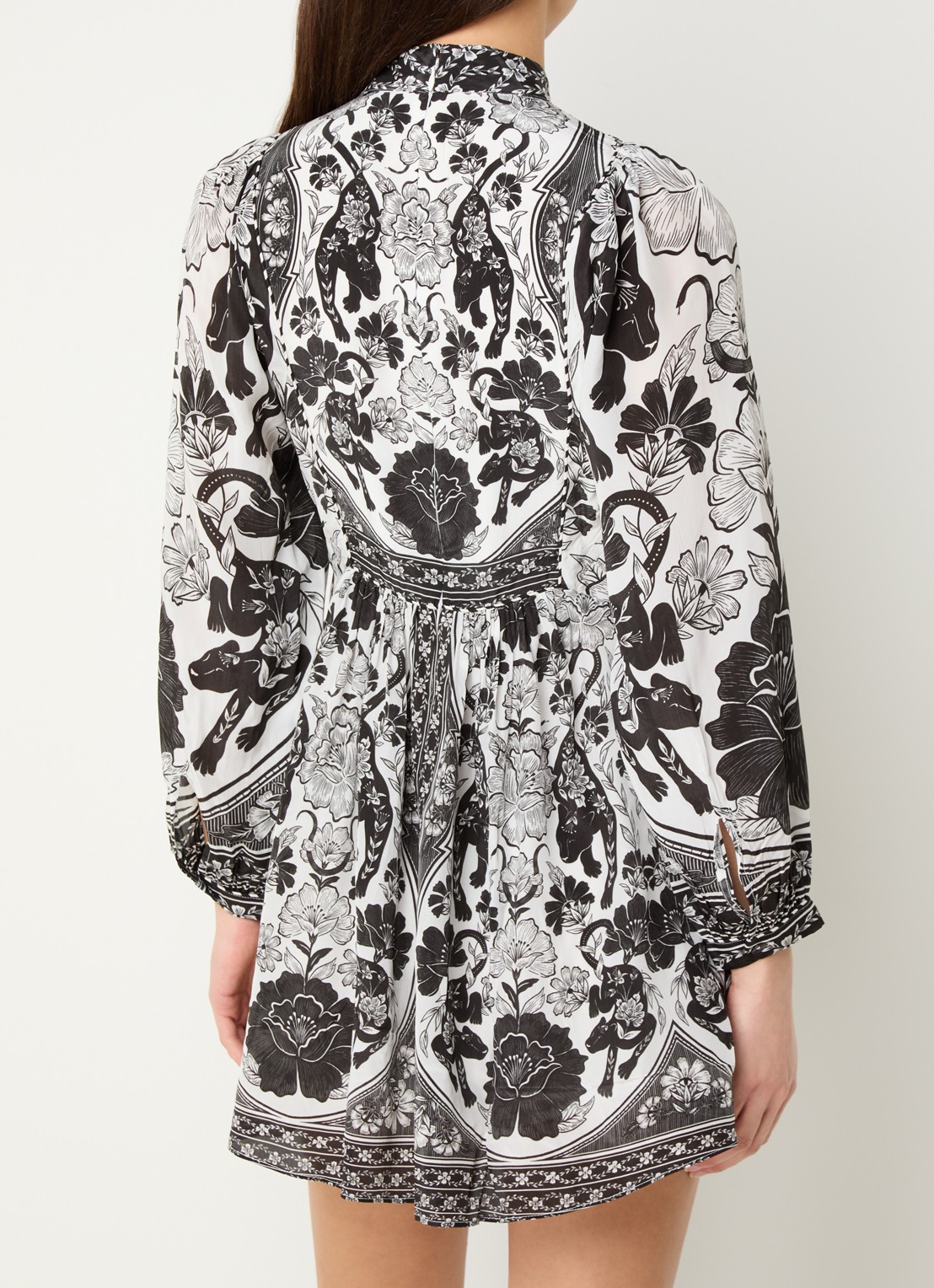 Farm Rio Mini jurk met print - achterkant 3 gebroken wit