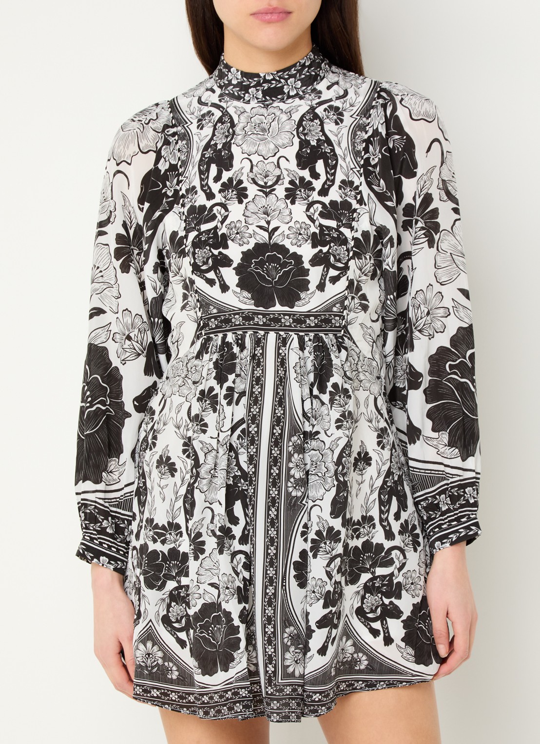 Farm Rio Mini jurk met print - detail gebroken wit