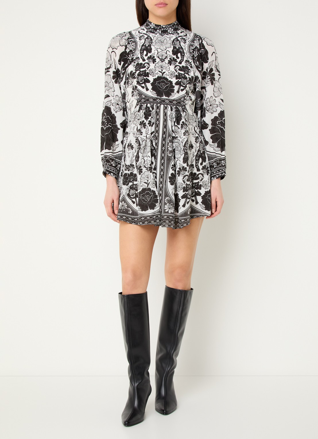 Farm Rio Mini jurk met print - voorkant 5 gebroken wit