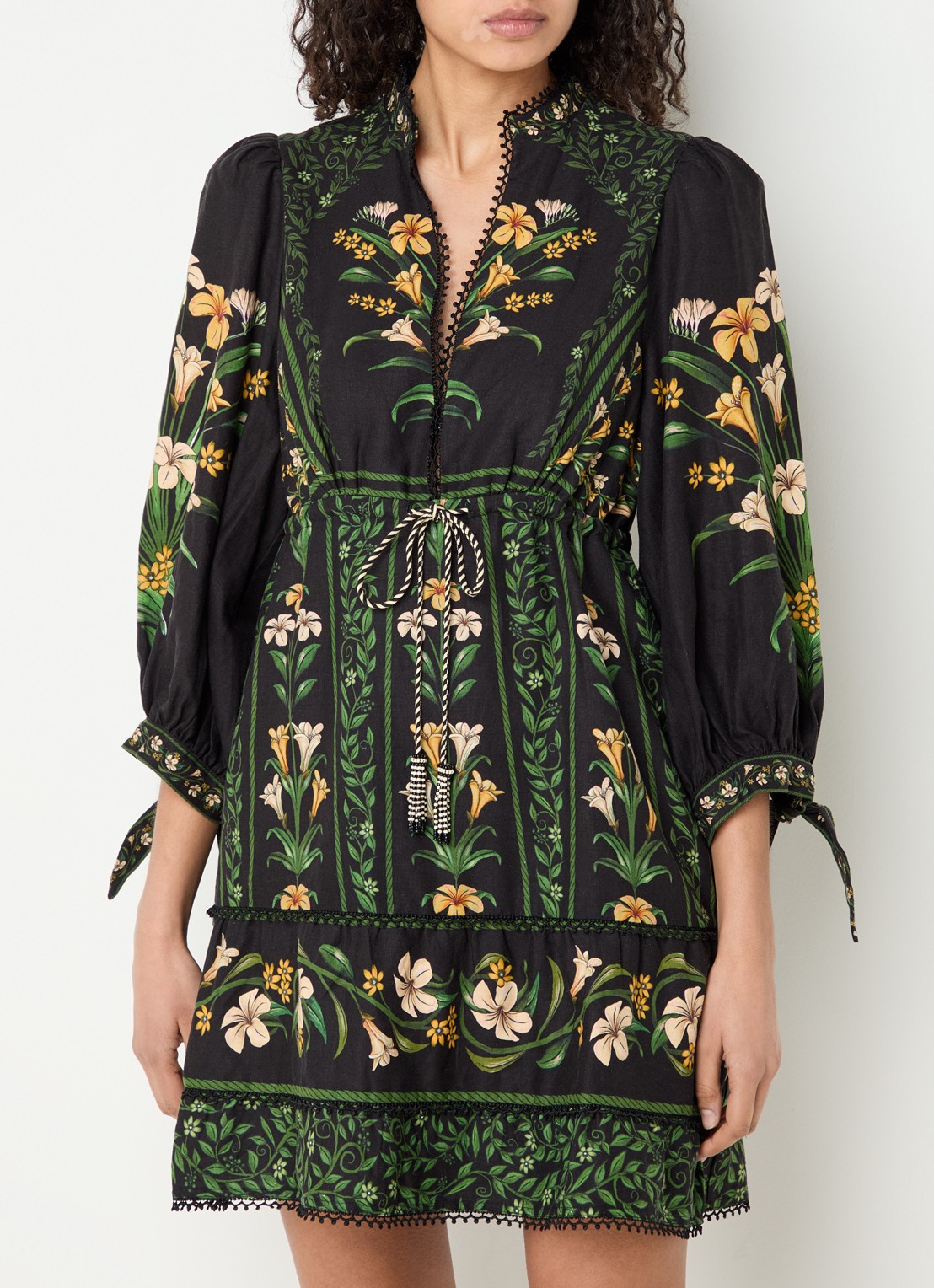 Farm Rio Mini tuniekjurk met bloemenprint - detail zwart