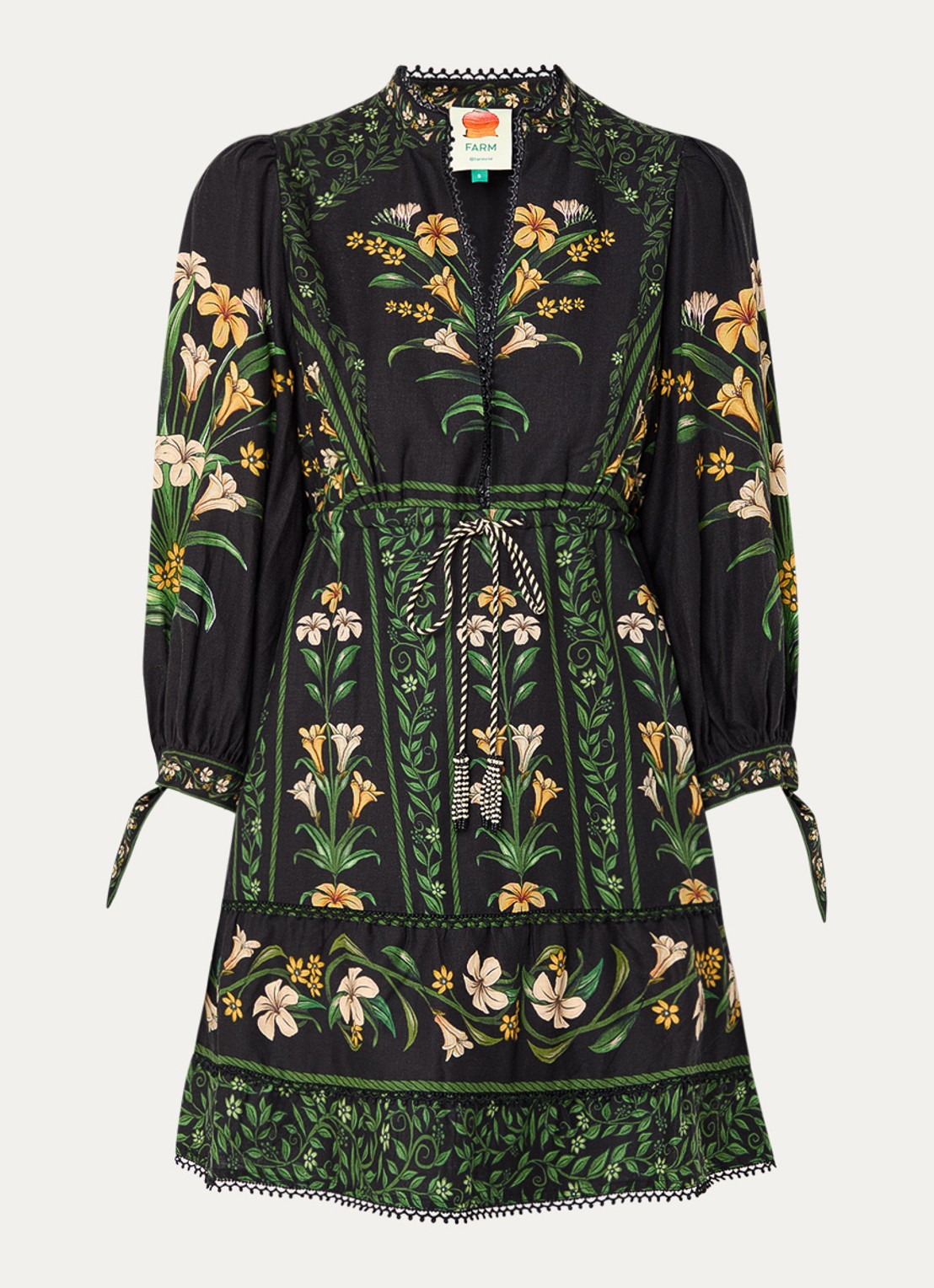 Farm Rio Mini tuniekjurk met bloemenprint - voorkant 3 zwart