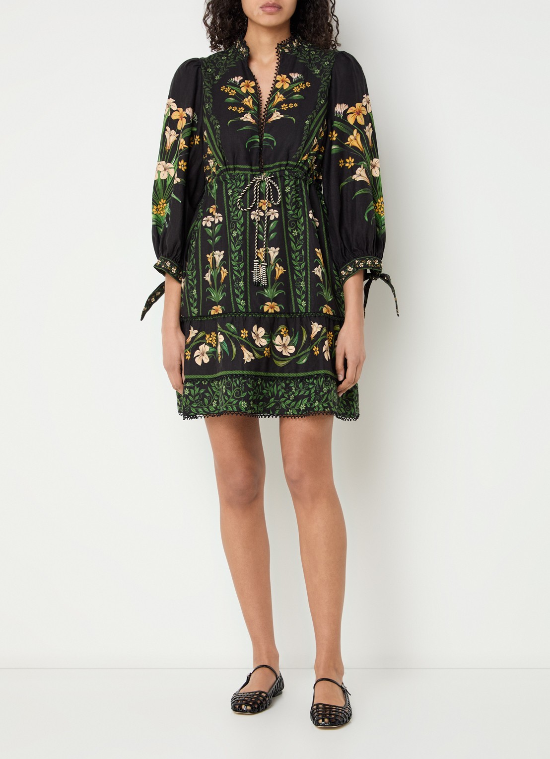 Farm Rio Mini tuniekjurk met bloemenprint - voorkant 4 zwart