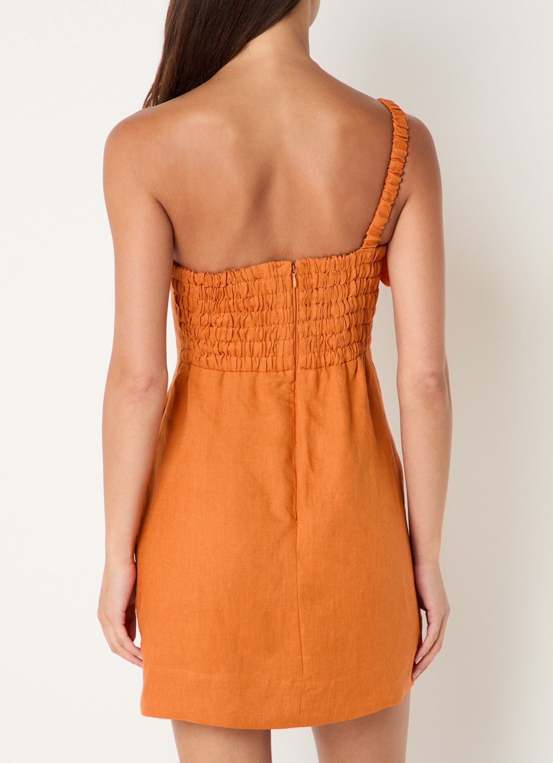 Farm Rio Miranda maxi jurk in linnenblend met print - achterkant 4 orange