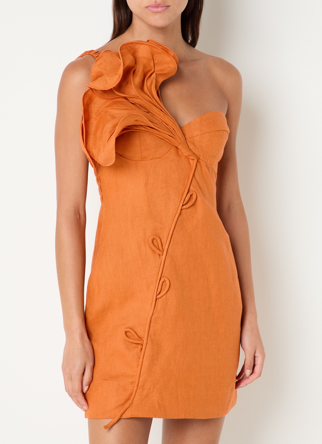 Farm Rio Miranda maxi jurk in linnenblend met print - detail 3 orange