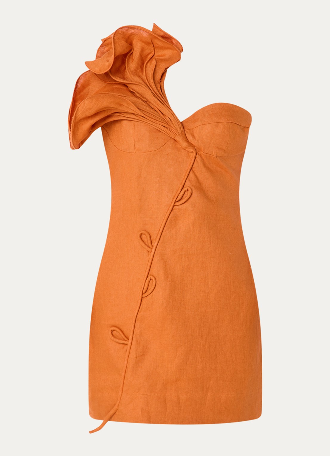 Farm Rio Miranda maxi jurk in linnenblend met print - voorkant orange