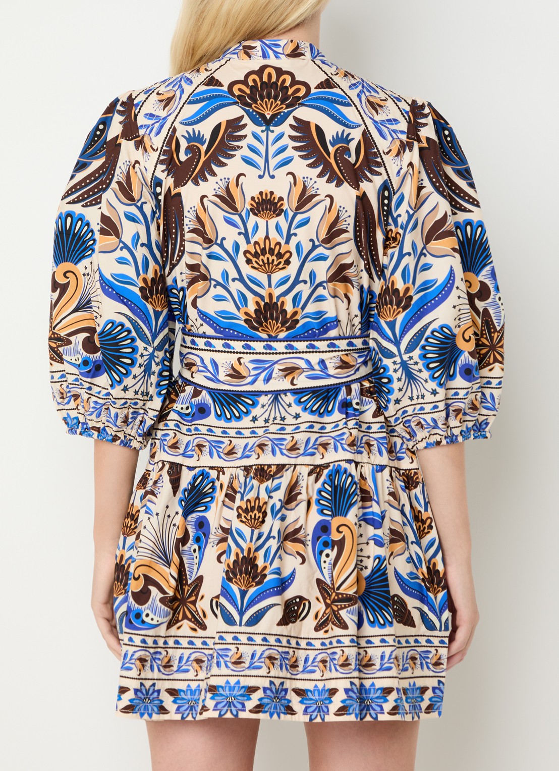 Farm Rio Nature Land mini blousejurk met print - achterkant 2 donkerblauw