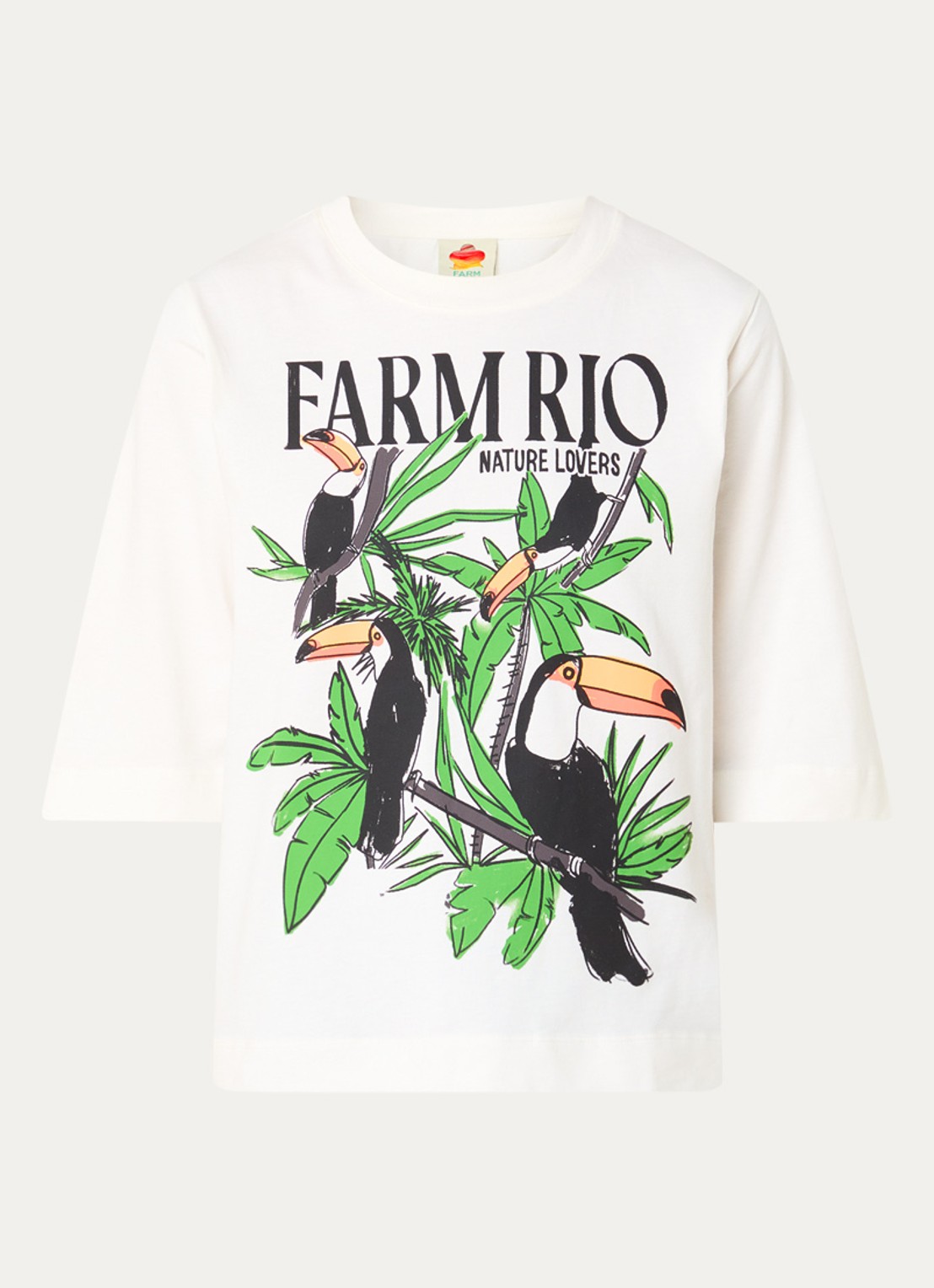 Farm Rio Nature Lovers T-shirt met logoprint - voorkant 2 gebroken wit