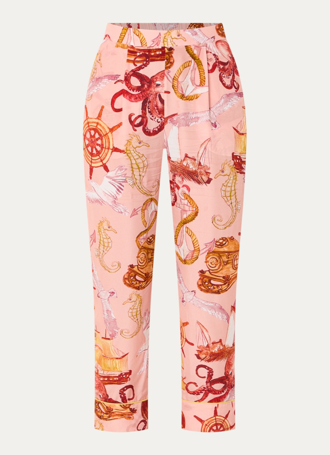 Farm Rio Nautical Wonder cropped slim fit broek met print - voorkant 3 perzikroze