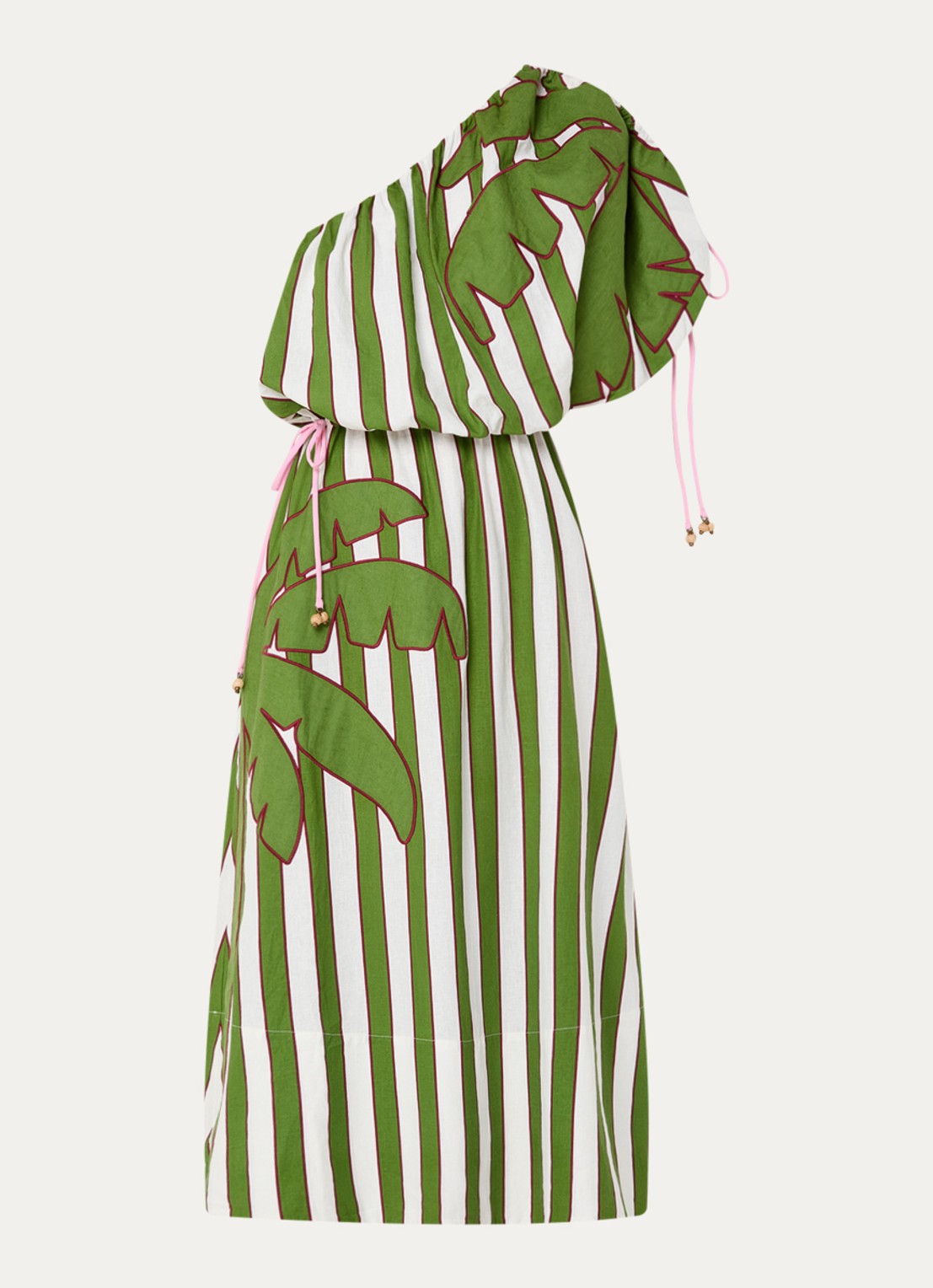 Farm Rio Off-shoulder midi jurk in linnenblend - voorkant groen
